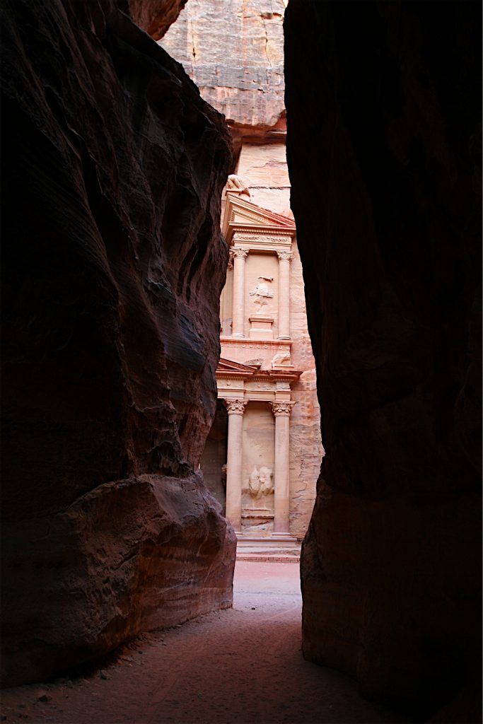 We creep for over a mile along the bottom of the knife-slit canyon.